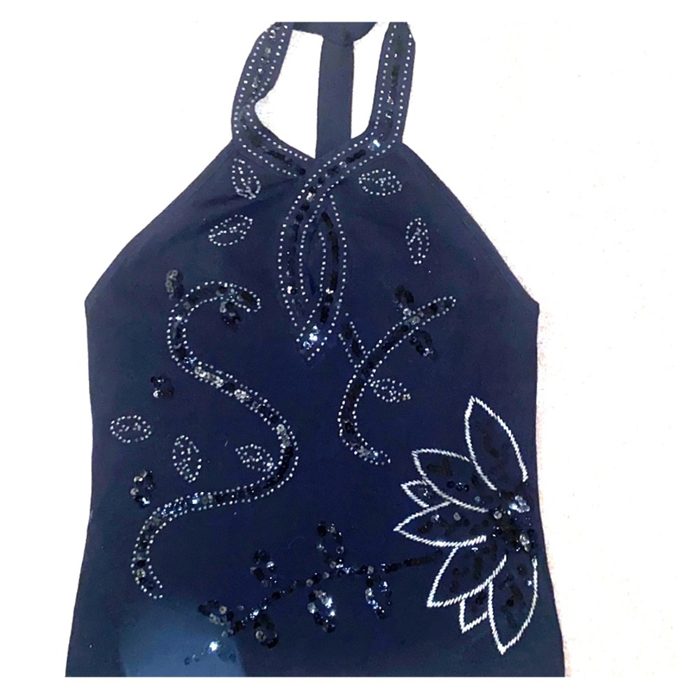Black sequin halter top
